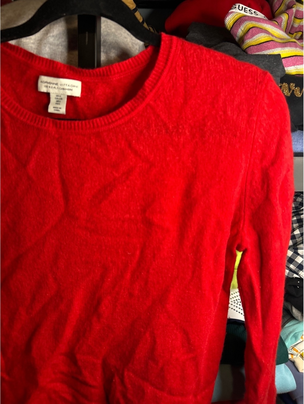 Adrienne Vittadini Red 100% 2-Ply Cashmere Sweater Size L